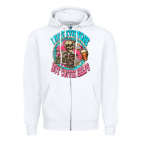 White i hate everyone but coffee helps Zipper Hoodie - Zillion Design Studio