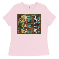 Bubblegum Pink western patterns brushstroke Ladies Tee - BarkalooDesign