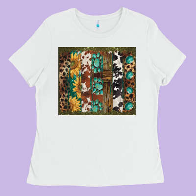 Western Patterns Brushstroke Ladies Tee Designed By Barkaloodesign
