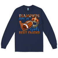 Navy diamonds are a girls best friend football Long Sleeve Tee - texasbilliewilder
