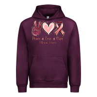Mauve Wine Peace love cure Uterine Cancer Urban Hoodie - NancyCooperArtShop