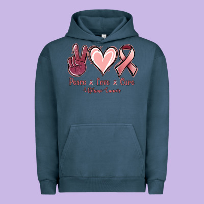 Peace Love Cure Uterine Cancer Urban Hoodie Designed By Nancycooperartshop