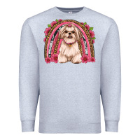 Heather Grey shih tzu floral rainbow Premium Sweatshirt - JahusDesignShop