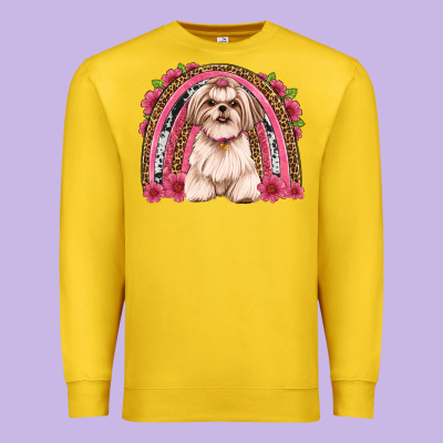 Shih Tzu Floral Rainbow Premium Sweatshirt Designed By Jahusdesignshop