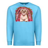 Ocean Blue shih tzu floral rainbow Premium Sweatshirt - JahusDesignShop
