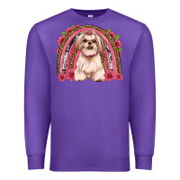 Purple shih tzu floral rainbow Premium Sweatshirt - JahusDesignShop