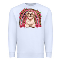White shih tzu floral rainbow Premium Sweatshirt - JahusDesignShop