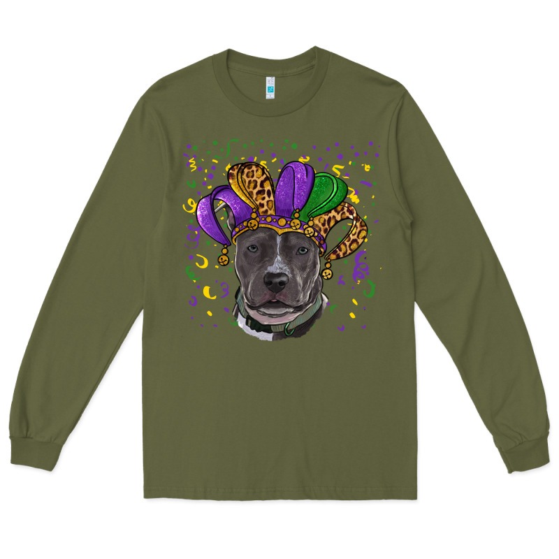 Mardi Gras Pitbull With Hat Long Sleeve Tee by RanaPortraitStore | Teevron