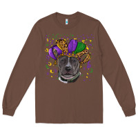 Chestnut Mardi Gras Pitbull with Hat Long Sleeve Tee - RanaPortraitStore