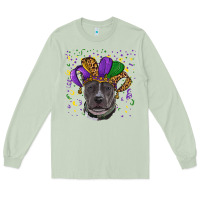 Matcha Mardi Gras Pitbull with Hat Long Sleeve Tee - RanaPortraitStore