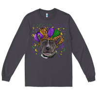 Smoke Mardi Gras Pitbull with Hat Long Sleeve Tee - RanaPortraitStore