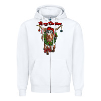 White merry christmas longhorn cow Zipper Hoodie - RanaPortraitStore
