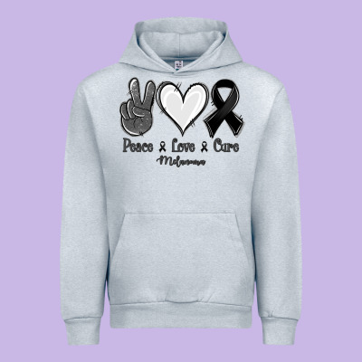Peace Love Cure Melanoma Cancer Urban Hoodie Designed By Nancycooperartshop