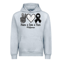 Heather Grey Peace love cure Melanoma Cancer Urban Hoodie - NancyCooperArtShop