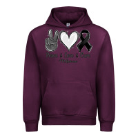 Mauve Wine Peace love cure Melanoma Cancer Urban Hoodie - NancyCooperArtShop