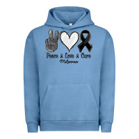 Pigment Pebble Blue Peace love cure Melanoma Cancer Urban Hoodie - NancyCooperArtShop