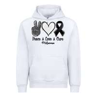 White Peace love cure Melanoma Cancer Urban Hoodie - NancyCooperArtShop