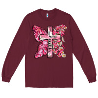 Burgundy faith cancer cross Long Sleeve Tee - Zillion Design Studio
