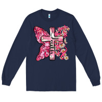 Navy faith cancer cross Long Sleeve Tee - Zillion Design Studio