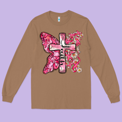 Faith Cancer Cross Long Sleeve Tee Designed By Zillion Design Studio