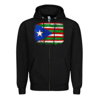 Black Mexico and Puerto Rico Flag Zipper Hoodie - texasbilliewilder