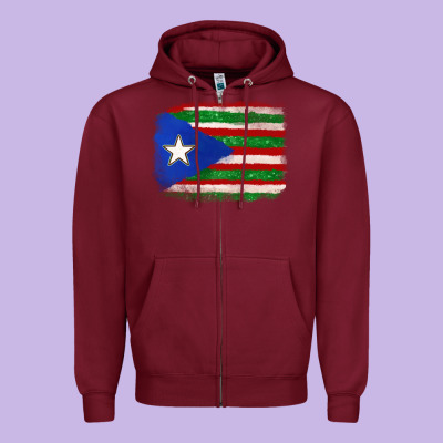 Mexico And Puerto Rico Flag Zipper Hoodie Designed By Texasbilliewilder