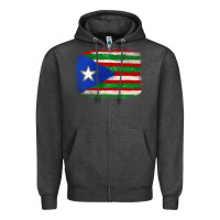 Charcoal Heather Mexico and Puerto Rico Flag Zipper Hoodie - texasbilliewilder
