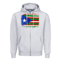 Heather Grey Mexico and Puerto Rico Flag Zipper Hoodie - texasbilliewilder