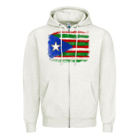 Oatmeal Heather Mexico and Puerto Rico Flag Zipper Hoodie - texasbilliewilder