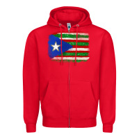 Red Mexico and Puerto Rico Flag Zipper Hoodie - texasbilliewilder