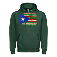 Sports Green Mexico and Puerto Rico Flag Zipper Hoodie - texasbilliewilder