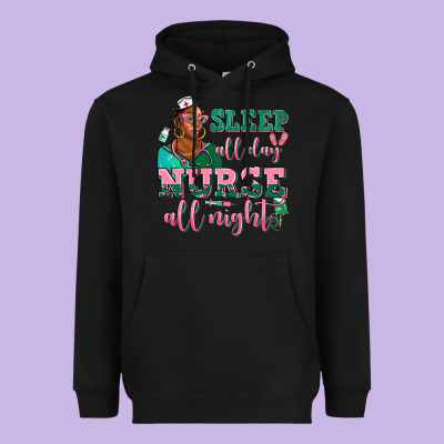 Afro  Nurse Sleep All Day Nurse All Night Heavyweight Hoodie Designed By Adodesignshop