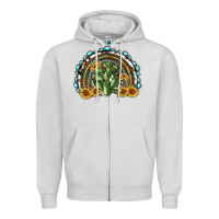 Dove Grey western rainbow with cactus Zipper Hoodie - RanaPortraitStore