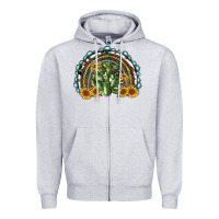 Heather Grey western rainbow with cactus Zipper Hoodie - RanaPortraitStore