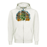 Oatmeal Heather western rainbow with cactus Zipper Hoodie - RanaPortraitStore