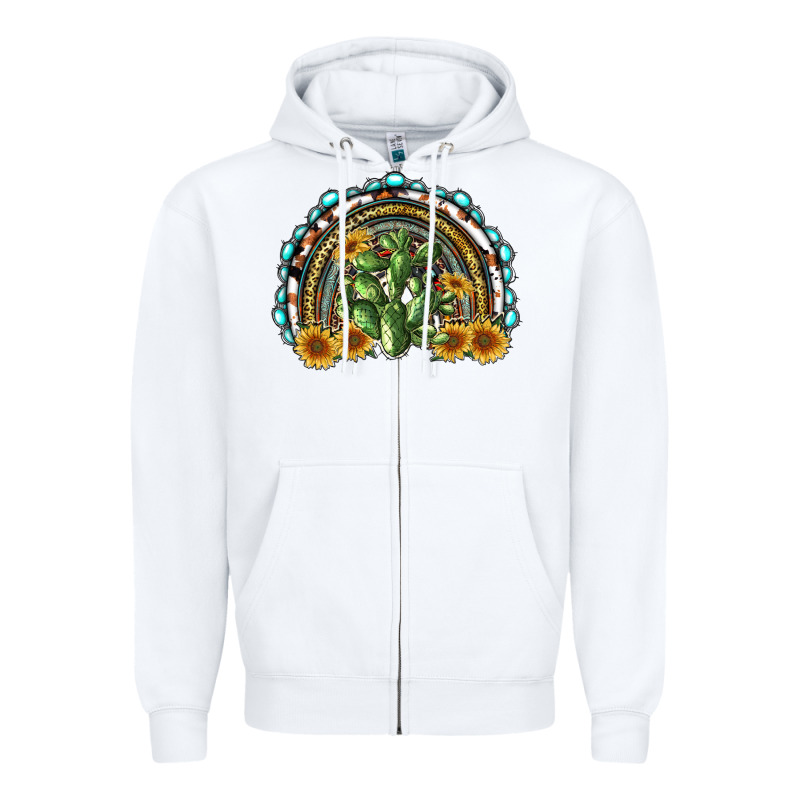 Western Rainbow With Cactus Zipper Hoodie by RanaPortraitStore | Teevron