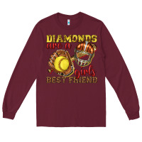 Burgundy diamonds are a girls best friend softball Long Sleeve Tee - texasbilliewilder