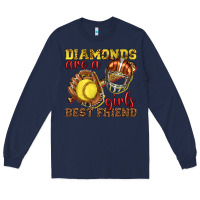 Navy diamonds are a girls best friend softball Long Sleeve Tee - texasbilliewilder