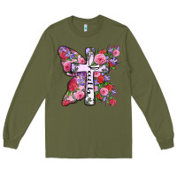 Army Green faith butterfly cross Long Sleeve Tee - Zillion Design Studio