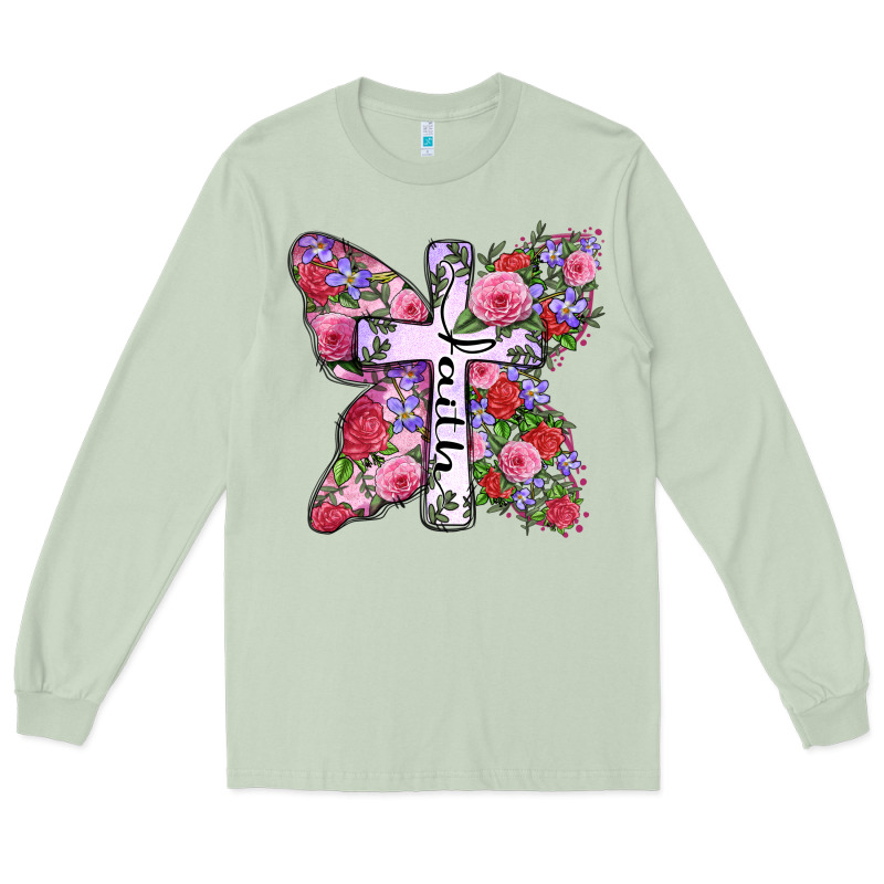 Faith Butterfly Cross Long Sleeve Tee by Zillion Design Studio | Teevron
