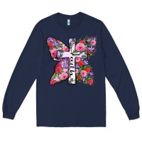 Navy faith butterfly cross Long Sleeve Tee - Zillion Design Studio