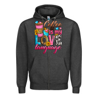 Charcoal Heather coffee is my love language Zipper Hoodie - Zillion Design Studio
