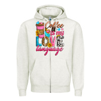 Oatmeal Heather coffee is my love language Zipper Hoodie - Zillion Design Studio
