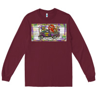 Burgundy Mardi Gras Truck And Fleur De Lis Crawfish Long Sleeve Tee - RanaPortraitStore