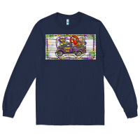 Navy Mardi Gras Truck And Fleur De Lis Crawfish Long Sleeve Tee - RanaPortraitStore