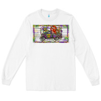 White Mardi Gras Truck And Fleur De Lis Crawfish Long Sleeve Tee - RanaPortraitStore