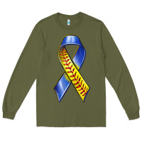 Army Green down syndrome ribbon softball Long Sleeve Tee - texasbilliewilder