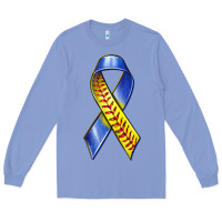 Colony Blue down syndrome ribbon softball Long Sleeve Tee - texasbilliewilder