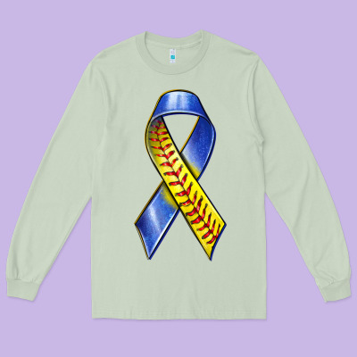 Long Sleeve Tee down syndrome ribbon softball