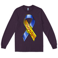 Plum down syndrome ribbon softball Long Sleeve Tee - texasbilliewilder